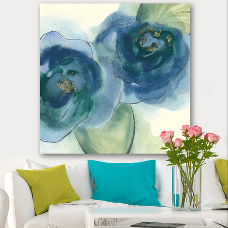 Blue Floral Poppies III - Cottage Gallery-wrapped Canvas