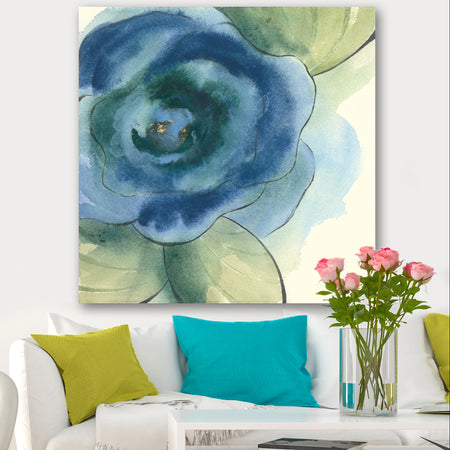 Blue Floral Poppies IV - Cottage Canvas Artwork