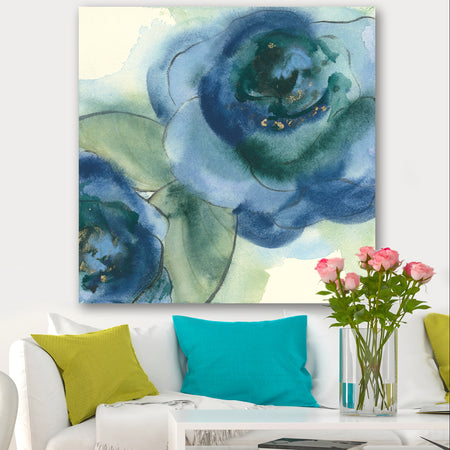 Blue Floral Poppies V - Cottage Canvas Art