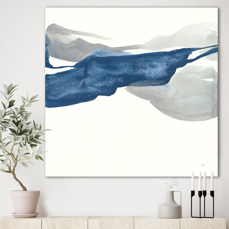 Gouache Sapphire on Gray II - Modern & Transitional Gallery-wrapped Canvas