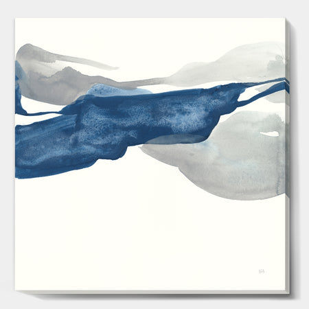 Gouache Sapphire on Gray II - Modern & Transitional Gallery-wrapped Canvas
