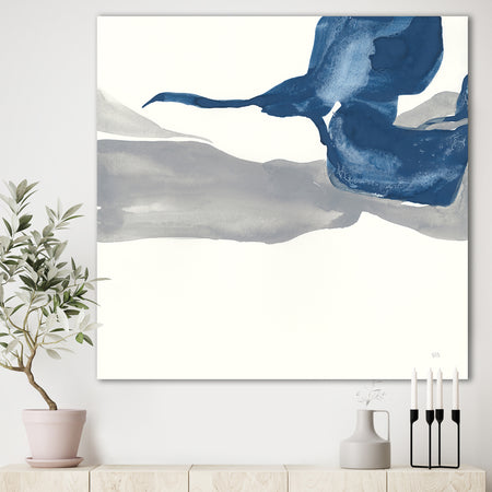Gouache Sapphire on Gray IV - Modern & Transitional Canvas Art
