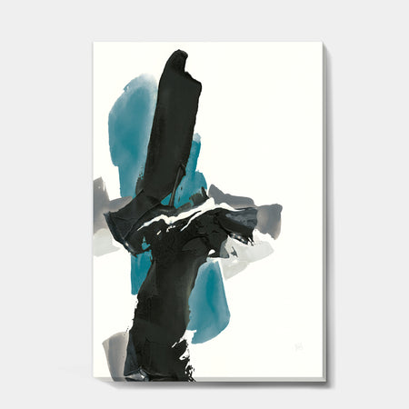 Geometric Black and Teal IV - Modern & Contemporary Gallery-wrapped Canvas