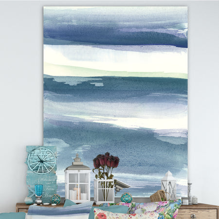 Mint Indigo Dawn III - Farmhouse Gallery-wrapped Canvas