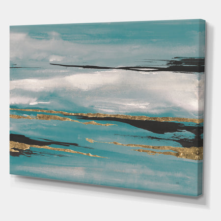 Glam Teal Watercolor I - Modern & Contemporary Canvas Artwork