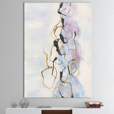 Gold Lines on Pastel I - Modern Glam Gallery-wrapped Canvas
