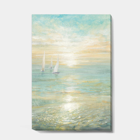 Sunrise Boat I - Nautical & Coastal Premium Canvas Wall Art