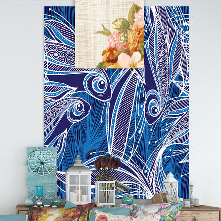 Tulips in Teal and Gold Hatbox on Linen - Cabin & Lodge Gallery-wrapped Canvas