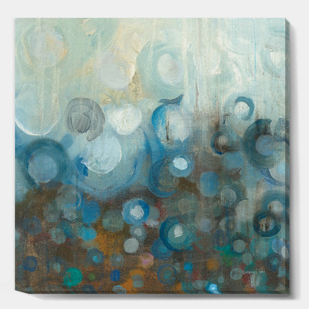 Blue and Bronze Dots on Glass I - Modern & Contemporary Canvas Artwork