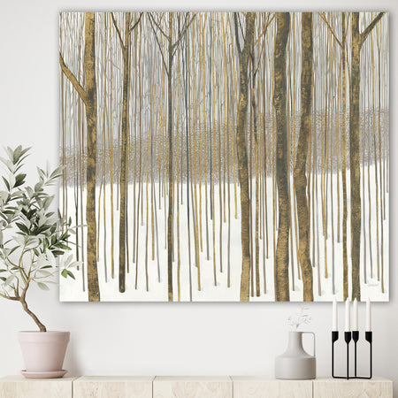 Forest in Winter Gold - Cabin Canvas Art