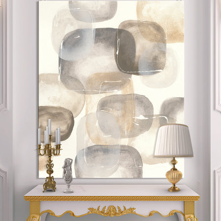 Neutral Oval Grey Stones II - Modern Glam Canvas Artwork