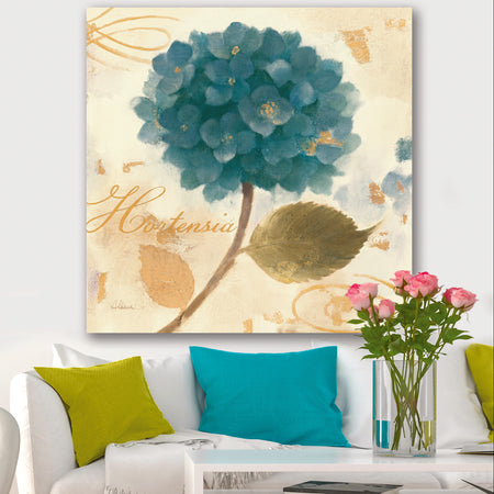 Blue Cottage Flower Hydrangea I - Farmhouse Canvas Art