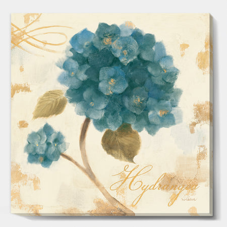 Blue Cottage Flower Hydrangea II - Farmhouse Premium Canvas Wall Art