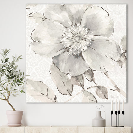 Indigold Grey Peonies II - Farmhouse Gallery-wrapped Canvas