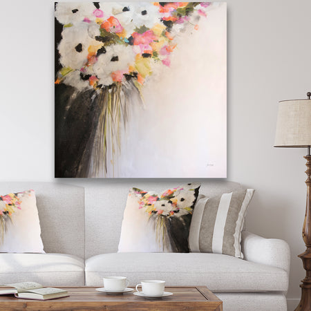 Pink Pastel Flowers - Farmhouse Premium Canvas Wall Art