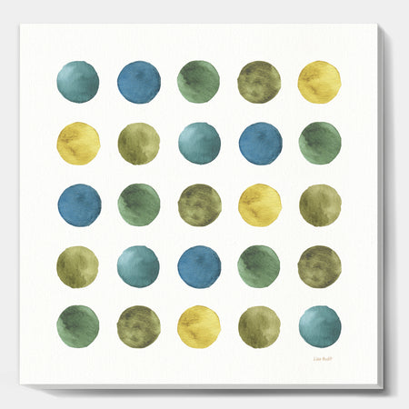 Green Tones Geometric Circles - Mid-Century Modern Canvas Artwork