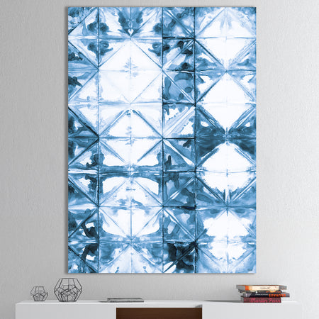 Indigo watercolor geometrical I - Contemporary Gallery-wrapped Canvas