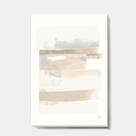 Geometric Neutral Form IV - Shabby Chic Gallery-wrapped Canvas