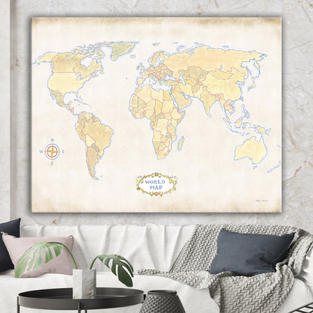 World Trekker I Crop - Map Canvas Artwork