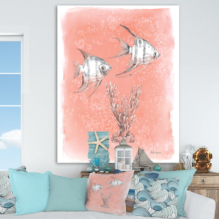 Coastal Sea Life III fish sketches - Nautical & Coastal Premium Canvas Wall Art