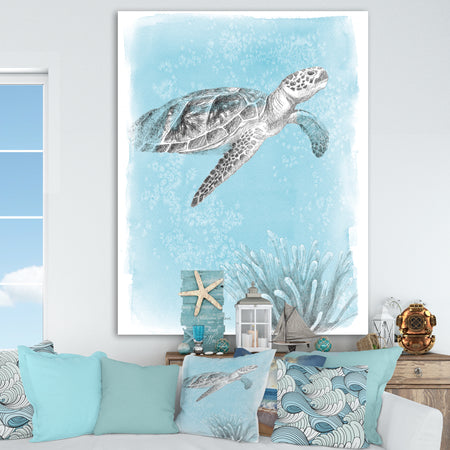 Coastal Sea Life I Turtle sketches - Nautical & Coastal Canvas Artwork