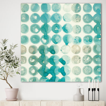 Turquoise Watercolor geometrical II - Modern & Transitional Premium Canvas Wall Art