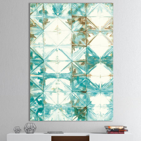 Turquoise Watercolor geometrical IV - Modern & Transitional Canvas Artwork