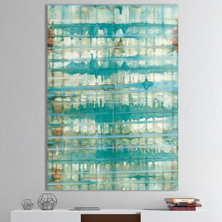 Turquoise Watercolor geometrical VIII - Modern & Transitional Canvas Artwork