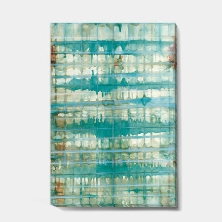 Turquoise Watercolor geometrical VIII - Modern & Transitional Canvas Artwork