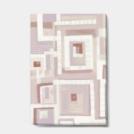 Pink Geometric Form Windows I - Transitional Premium Canvas Wall Art