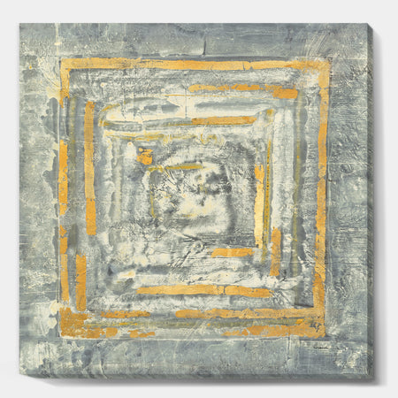 Gold Glam on Grey Tapestry II - Transitional Gallery-wrapped Canvas