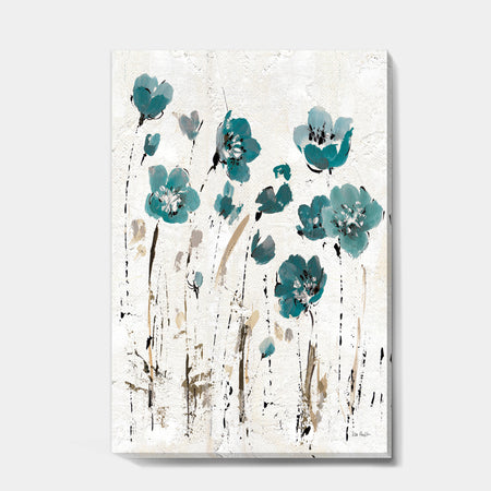 Fields of Turquoise Watercolor Flower II - Traditional Gallery-wrapped Canvas