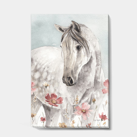 Watercolors Pink Wild Horses II - Premium Canvas Wall Art