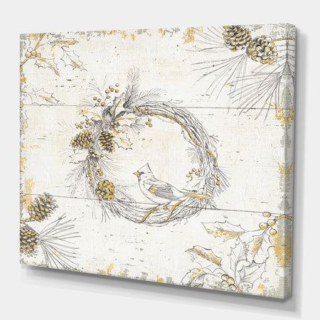 Gold Beautiful cardinals - Farmhouse Gallery-wrapped Canvas