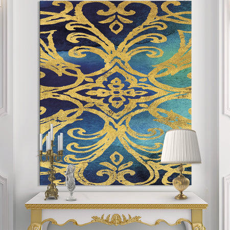 metallic Glam Indigo Form I - Transitional Canvas Artwork