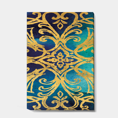 metallic Glam Indigo Form I - Transitional Canvas Artwork