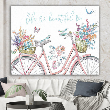 Spring Bike Bouquet - French Country Canvas Artwork