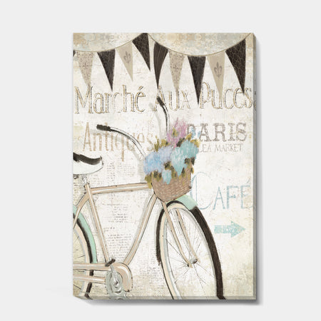 French Bicycle Flea Market I - French Country Canvas Artwork