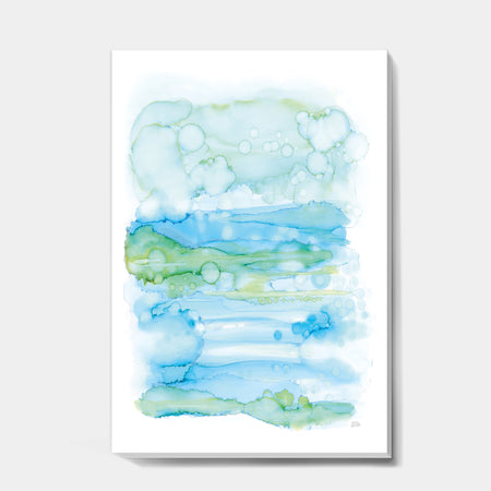 Watercolor of Abstract Blue and Green - Modern Premium Canvas Wall Art