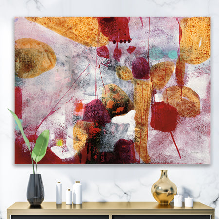 Abstract Watercolor with Red and Yellow - Contemporary Canvas Artwork