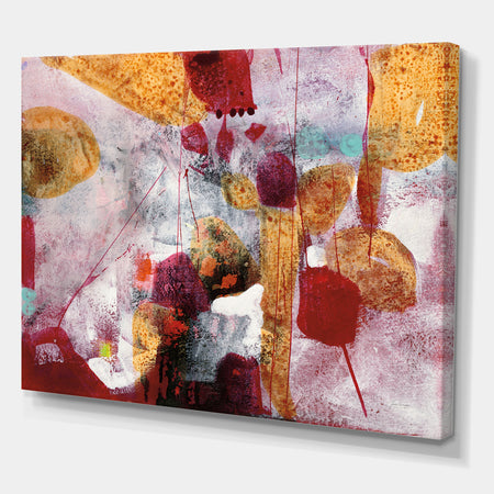 Abstract Watercolor with Red and Yellow - Contemporary Canvas Artwork