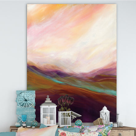Abstract Desert Dunes Watercolor Orange Yellow - Cottage Canvas Art