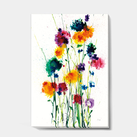 Indigo, Green And Yellow Watercolor - Cottage Gallery-wrapped Canvas
