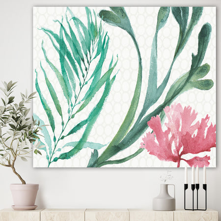 Mixed Botanical Green Leaves III - Farmhouse Canvas Artwork