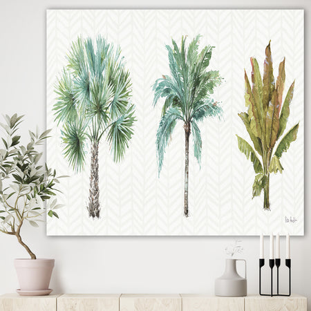 Mixed Botanical Greens palms I - Farmhouse Gallery-wrapped Canvas
