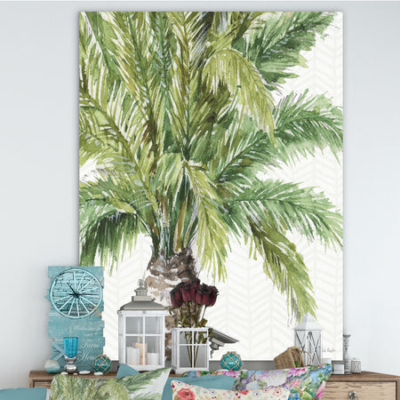 Mixed Botanical Greens palms V - Farmhouse Premium Canvas Wall Art