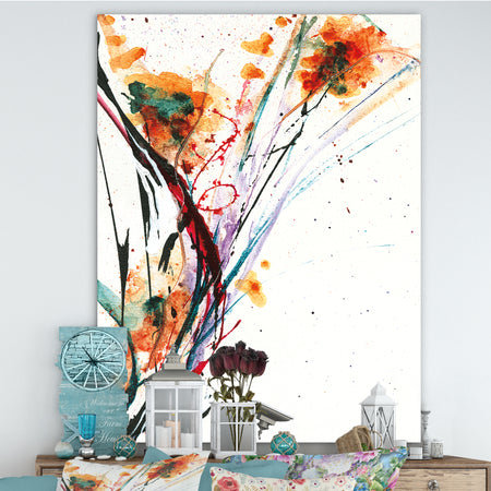 Abstract Orange Flowers - Traditional Canvas Art