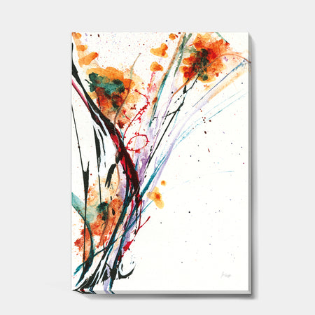 Abstract Orange Flowers - Traditional Canvas Art
