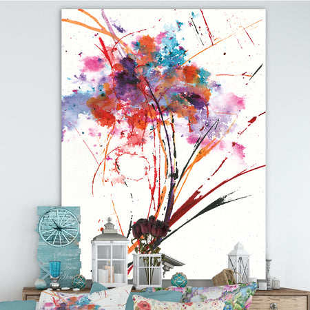 Abstract Red Flowers - Traditional Premium Canvas Wall Art