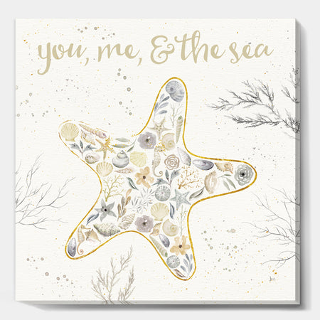 Coastal Floral Blossoms II Neutral - Nautical & Coastal Gallery-wrapped Canvas